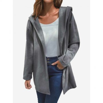Long Sleeve Loose Lapel Solid Color Casual Jacket For Women